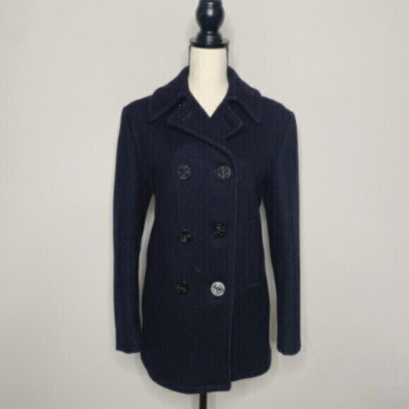 Monterey Club Vintage US Navy Wool Double Breasted Pea Coat - Picture 3 of 15